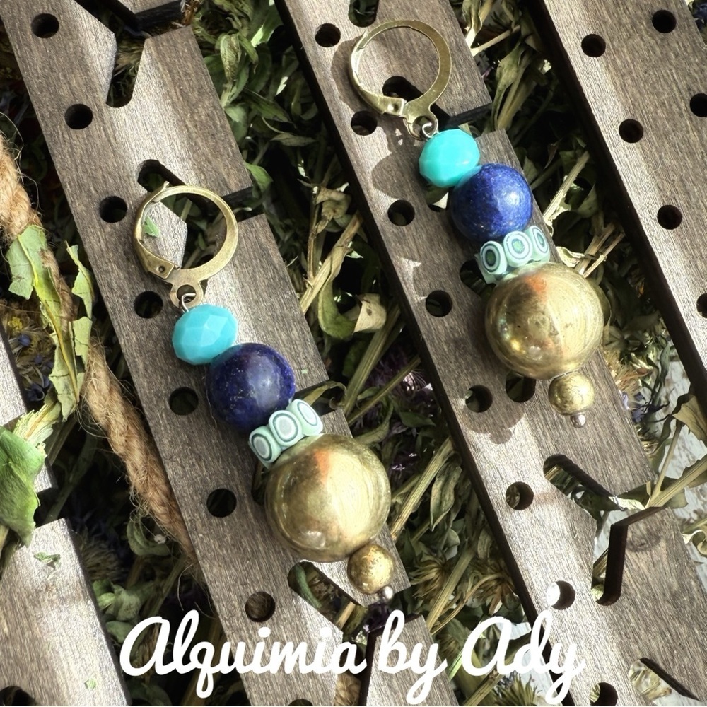 Blue Dangle Earrings with Intricate Design